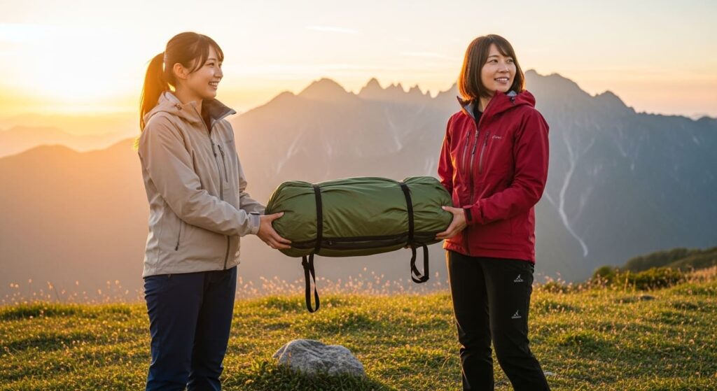 女性二人で持てるテント