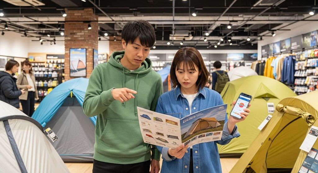 テント選びをする画像