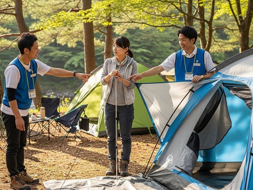 設営を助けてくれているスタッフ