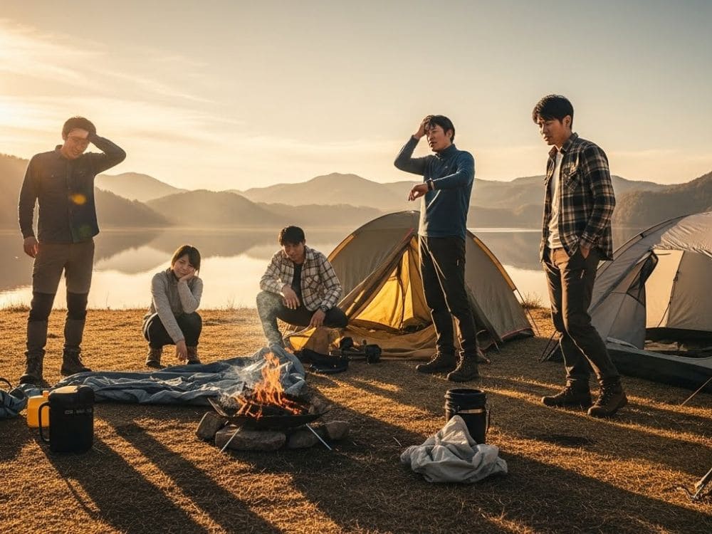 片付けが終わらないキャンパーの画像