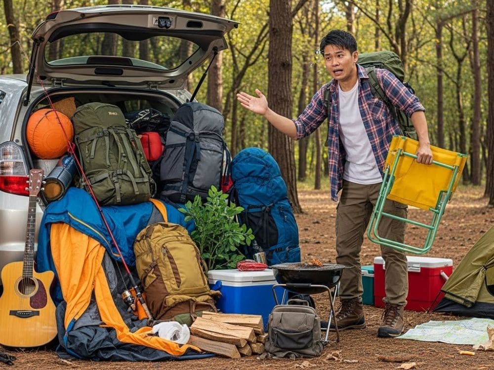 荷物が多くて車に入らない画像