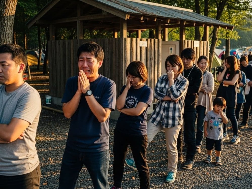 トイレに並ぶ画像